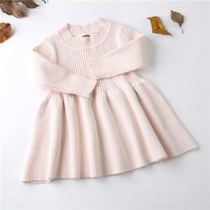 Baby Knitted Dress in Light Grey/Cream